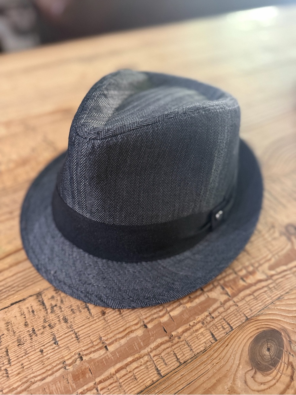Stetson Gray Herringbone Fedora with Black Band
